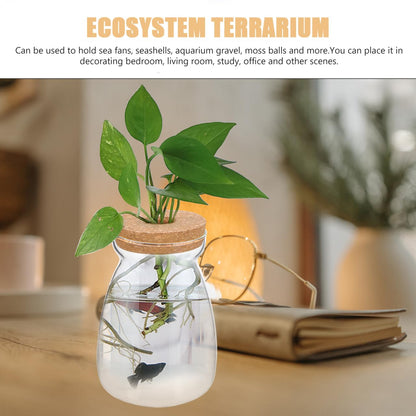 ULTECHNOVO Large Glass Plant Terrarium with Hole Lid - 6.3" Trapezoid Hydroponic Propagation Vase - Clear Desktop Planter Station for Indoor Water Plants, Monstera, Pothos Cuttings