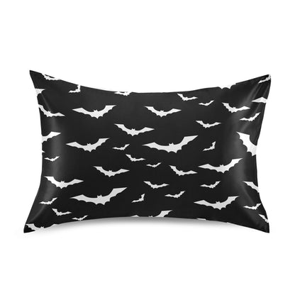Dalzium Satin Pillowcase for Hair and Skin, Halloween Bats Silk Pillowcase Soft and Cozy Body Pillow Covers, King Size Satin Pillow Cases with Envelope Closure(20x40 Inch), 1PC