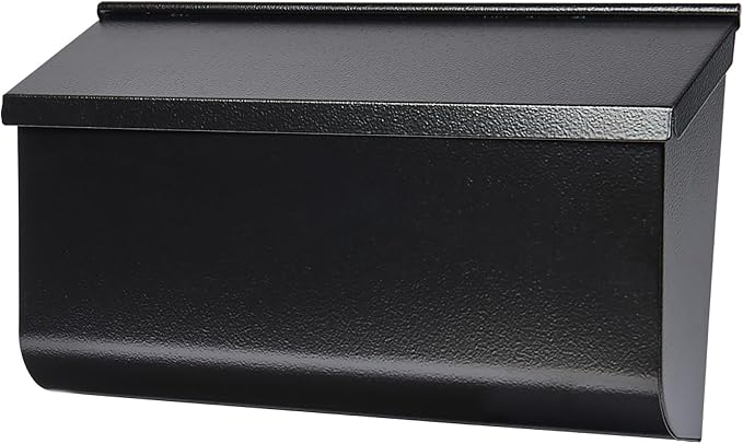 Architectural Mailboxes Woodlands Steel Wall Mount Mailbox, Textured Black | Galvanized steel build for outside with weather-resistant outdoor construction and a rust-resistant powder-coat finish.