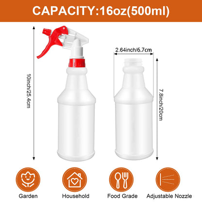 Eccliy 12 Pcs 16 Oz Plastic Spray Bottle, Adjustable Empty Reusable Sprayer for Cleaning, Planting, Water, Bathroom and Kitchen, BBQ, Commercial and Residential (Original,Red)