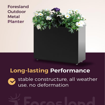 Foresland 36Wx11Dx30H Tall Metal Planter Box with Removable Middle Partition and Adjustable Feet, Outdoor Elevated Planters for Patio, Yard, Deck | Easy Assembly, Drainage Holes, Black