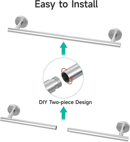 USHOWER Brushed Nickel Towel Bar, 18-Inch Towel Rack for Bathroom Wall Mounted, Thicken SUS304 Stainless Steel Towel Rod Modern Home Decor (Total Length 20-Inch)