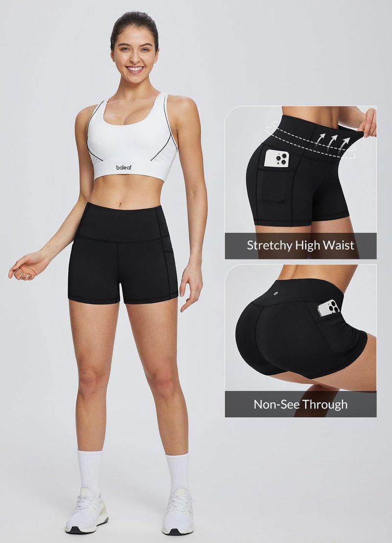 baleaf Womens Spandex Shorts 8" High Waisted Biker Workout Lycra Compression Shorts with Pockets Gray XL