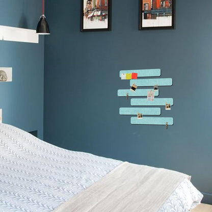Vuzvuv 8 pcs Bulletin Board Bar Strips with 50 Pushpins & 10 Wooden Clip pins，Self Adhesive Cork Board for Wall，Felt Pin Board for School，Office Decor(Mint Green)