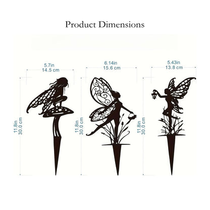 AJHXZMFC Decorative Garden Stakes， Fairy Garden Stakes, Butterfly Fairy Stakes for Weather Resistant Black Metal Outdoor Decorative Art for Women Gift (Matte Black, 18P-A)