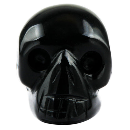 SUNYIK Black Obsidian Carving Skull Stone Pocket Statue Figurine Decor 1" Pack of 5