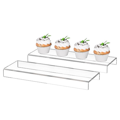 Sezanrpt Acrylic Shelf Riser 12x3.9x1 pack of 2, Clear Display Shelf 12” for Shoes, Glasses, Plants, Home Decors, Perfume, 12x3.9x1 Inch