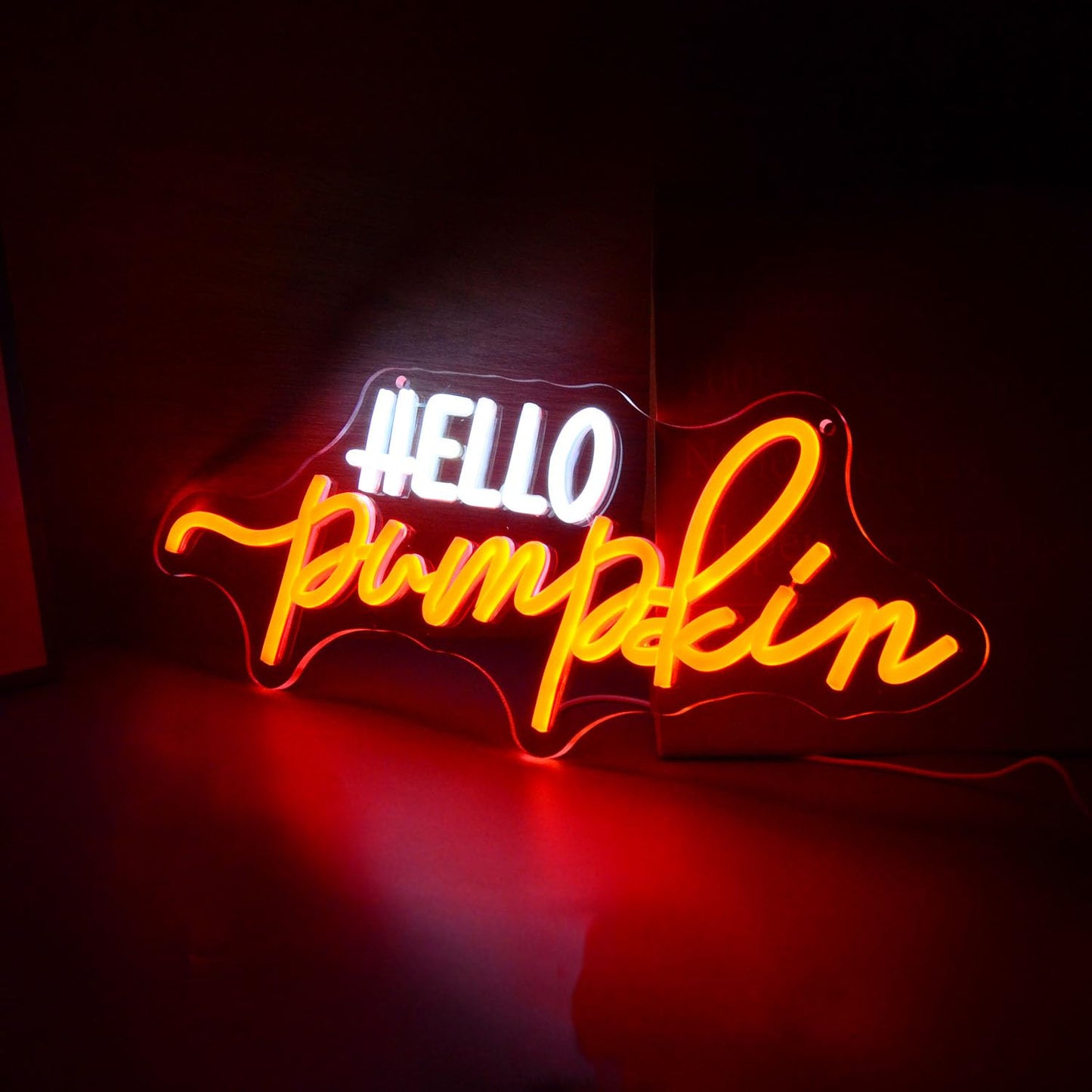 Hello Pumpkin Neon Light Sign Fall LED Wall Decor with Glowing Orange Pumpkin Neon Signs for Autumn Thanksgiving Halloween or Spooky Party Decoration - Home Bar Café Window Light
