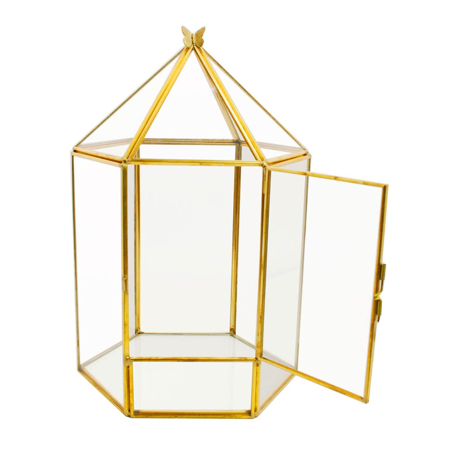 ELEGANTLIFE Glass Geometric Plant Terrarium,Succulent & Air Planter for Home Garden Office Decoration,No Plants(Gold Hexagonal)