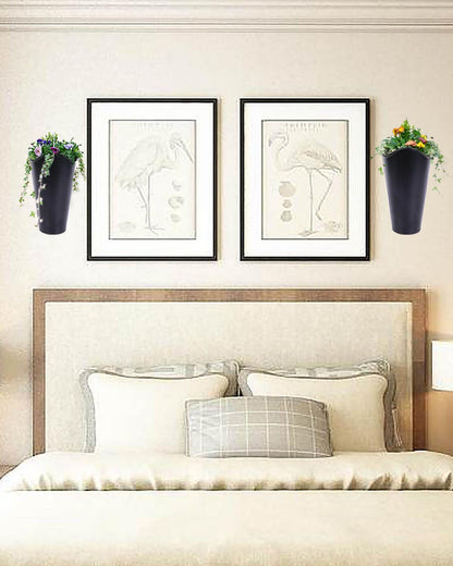 vensovo 12 Inches Galvanized Wall Planters - 2 Packs Metal Tin Vases for Flowers Indoors, Farmhouse Hanging Planter Tall Flower Holder for Country Decor Outdoors, Black