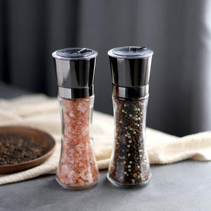VEVOK CHEF Salt and Pepper Grinder Set Stainless Steel Black Salt and Pepper Mill with Adjustable Coarseness Salt Shaker Set Spice Grinder Black Pepper Grinder Refillable Home Kitchen