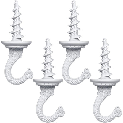 Ripeng 4 Pieces 40mm/1.57 Inch Swag Ceiling Hooks Wall Hook Heavy Duty Swag Hook Indoor Outdoor for Hanging Plants Chandelier (White)