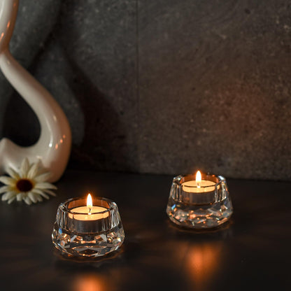 Crystal Candle Holders Set of 2, Tea Wax Ultra Elegant & Modern Centerpiece Home Décor,Wedding