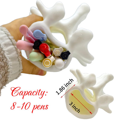 TIME&TRAVE 3D Printed Spine Pen Holder, Anatomical Vertebrae Pencil Cup Based on Real CT Scan, Gothic Desk Organizer for 8-10 Pens, Medical Student & Doctor Gift