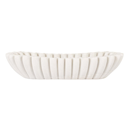 Creative Co-Op Marble Oval Ruffle Bowl, White