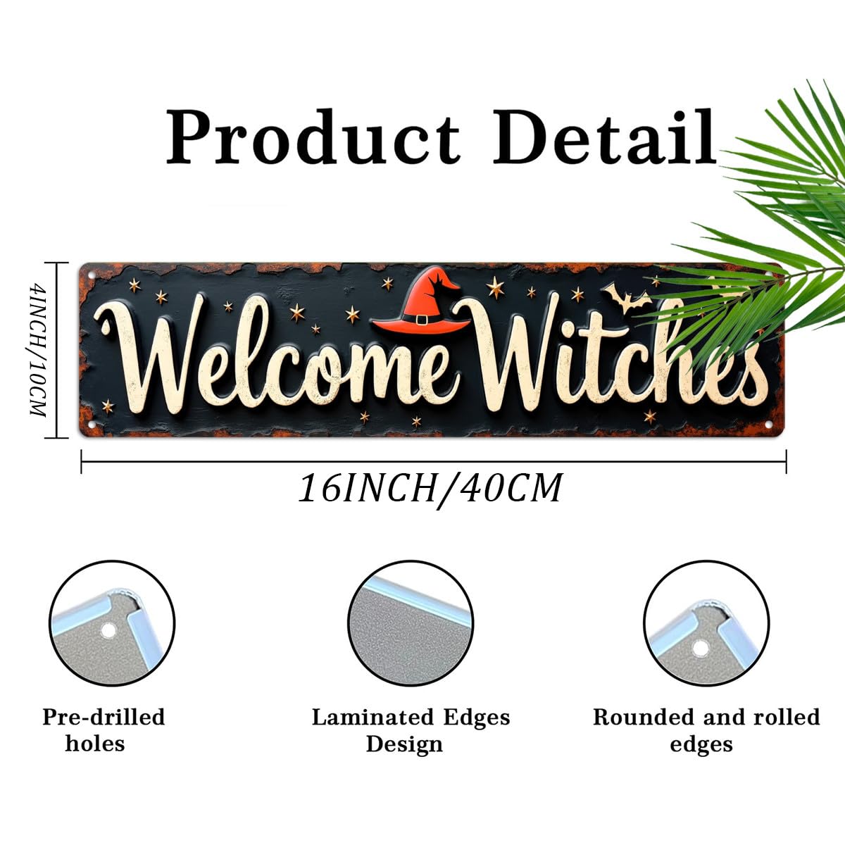 Welcome Witches Halloween Metal Tin Sign Rustic Wall Decor For Halloween Parties, Entryways, Living Rooms, And Man Caves Decorative Signs & Plaques 4x16 Inch