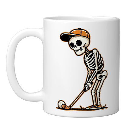 Skeleton Golf Player Halloween Costume Men Boys Kids Ceramic Mug, White