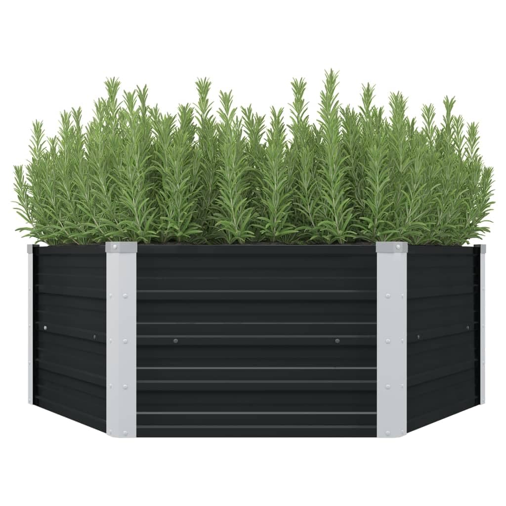 Logeirevo Outdoor Metal Raised Garden Bed for Vegetables, Flowers, Herbs, Galvanized Planter Raised Garden Boxes Outdoor, Anthracite 50.8"x50.8"x17.7" Galvanized Steel,-1204