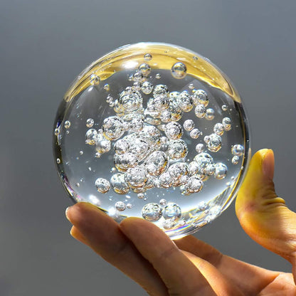 Crystal Ball Glass Globe Decor - Crystal Sphere with Stand & Gift Box, Clear Decorative Crystal Globe, 3D Crystal Ball for Home Decor Photography, Gazing Divination Fengshui Meditation, 4 inch/100mm