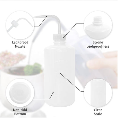 Grosun 4 Packs Tattoo Wash Bottle Water Squirt Squeeze Diffuser Bottles (White, 500ml)