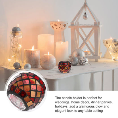 Kichvoe Glass Candle Holder: Romantic Tealight Holder European Style Mosaic Cup for Home Decor, Parties, Weddings - 2.75 Inch Votive Candle Cup