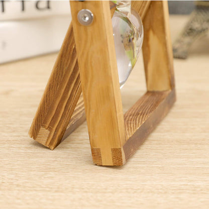 Kingbuy Terrarium with Wooden Stand, Desktop Propagation Station, Air Plant Holder, Metal Swivel Holder for Hydroponics, Home Garden, Wedding Decor - 1 Hearted Vase