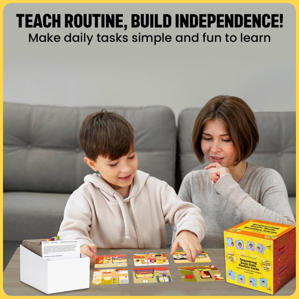 Sequencing Basic Daily Routine Conversation Cards | Learning Material for Social Skills & Emotional Intelligence | Speech Therapy Resources | ESL, Articulation, Storytelling, Sequencing Card Game
