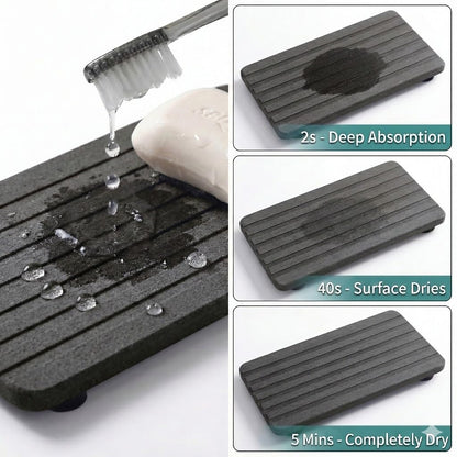 Cong He Toothbrush Holder for Bathroom Countertop, Stainless Steel Electric Toothbrush Organizer with Quick-Drying Diatomite Stone Mat, Rustproof Vanity Caddy for Toothpaste and Razors, Grey