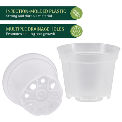 Arcadia Garden Products [25-Pack [2-inch ] Clear Nursery Pot with Drainage Holes, Heavy Duty Plastic Injection Mold Transparent Grow Pot for Orchids, Seedlings, Plant Cuttings, Clear