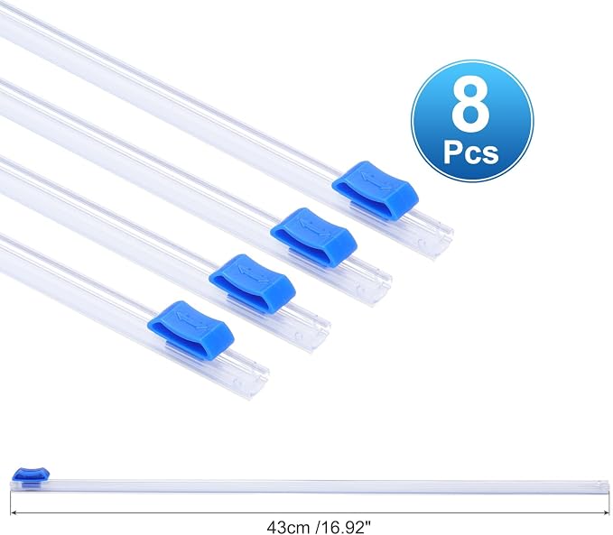 PATIKIL 8pcs Plastic Wrap Cutter, 17in Plastic Wrap Slide Cutter Self Adhesive Installation Replacement for Aluminum Foil Wax Paper Parchment Paper Wrap Dispenser, Blue