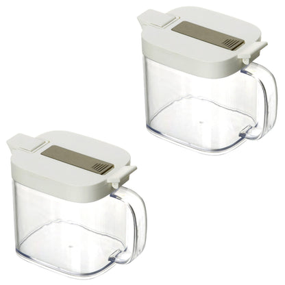 YBM Home Clear Condiment Canisters Pots with Lids and Spoons - Clear acrylic Large Seasoning Jar for Spices like Salt, Sugar, Pepper, and Seasonings, 12101-2
