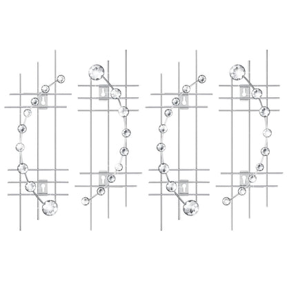 Lingvee 4 Pcs Sliver Metal Rhinestones Wall Decor 3D Silver Jeweled Art Bling Crystal Home Decorative Metal Wall Art for Living Room