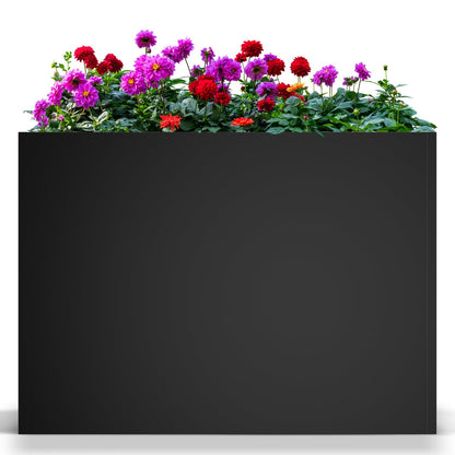 Nessxa Metal Planter Box for Outdoor Plants 38" L x 13" W x 30" H, Heavy Duty Steel Large Rectangular Planter Box with Removable Insert Shelf, Modern Décor for Tall Plants, Trees, Flowers (Black)