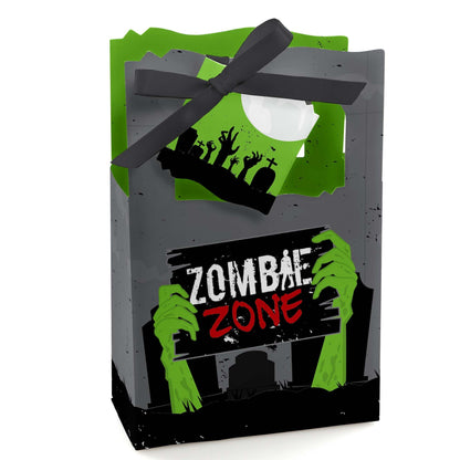 Big Dot of Happiness Zombie Zone - Zombie Decorations - DIY Halloween Party Decorations - Treat Box Party Favors - Halloween Goodie Boxes - Zombie Favor Boxes- Fall Party Favor Box - Set of 12