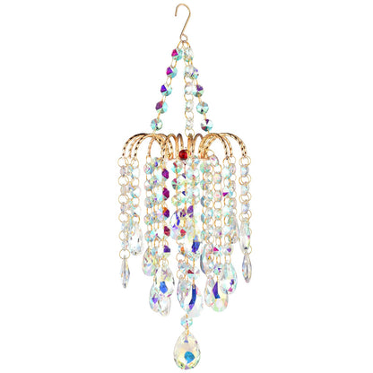 Hanging Window Garden Crystal Sun Catcher, Luxury Elegant Gold-Plated Decor, Party Crystal Ornament (Aurora)