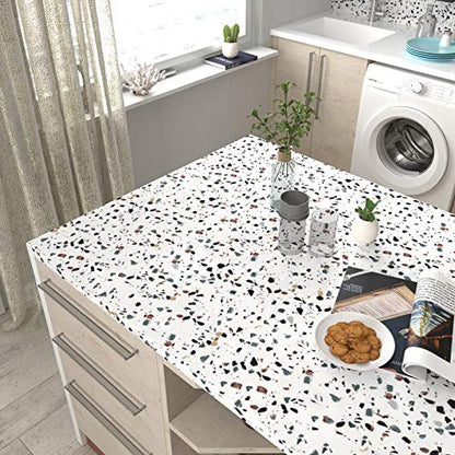 LACHEERY Terrazzo Contact Paper for Countertops Waterproof Self Adhesive Granite Countertop Contact Paper Decorative Wall Paper Roll Peel and Stick Wallpaper for Kitchen Shelf Drawer Liners 15.8"x80"