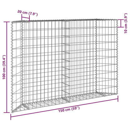vidaXL Galvanized Steel Gabion Raised Bed - Versatile and Durable Planter for Garden and Patio - Weather- 59.1"x7.9"x39.4" Silver