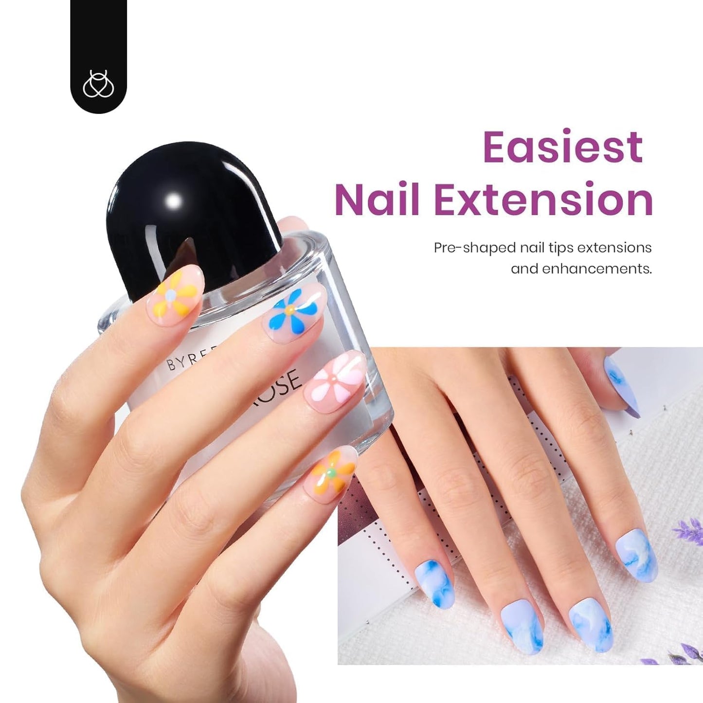 Beetles Gel Nail Extension Kit Almond Shape, Easy 9 in 1 Glue Uv Led Set Etch X Nail Tips Short Almond Half Matte Tips, Gift for Women & Girls, 504 pcs