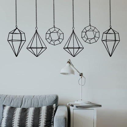 libproqia 6 Pack Geometric Air Plant Holders for Wall Hanging, Black Metal Tillandsia Decor for Boho Home, Office & Shelf Styling