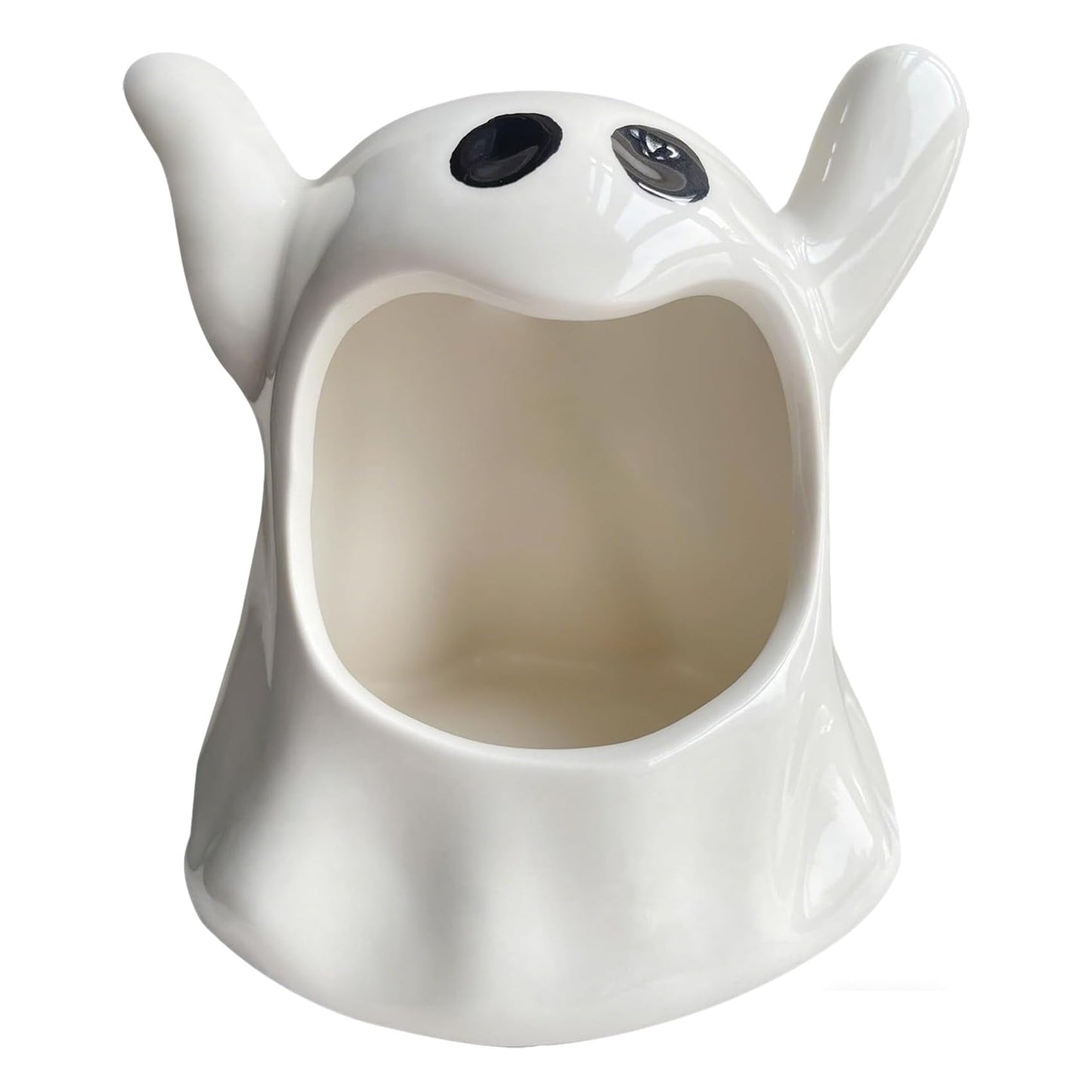 KISWIAR Ghost Shaped Ceramic Holder, Ghost Ceramic Candy Bowl, Halloween Candle Holder Cup, Multipurpose Tabletop Organizer for Party Home Office