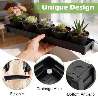 RooTrimmer 5 Pack Rectangular Window Sill Plant Pot Trays, 10 Pack 8 Cell Nursery Pot Trays with Clear Round Pots 80pcs