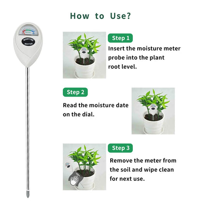 Censinda Soil Moisture Meter, 2 Pack Long Probe Soil Moisture Monitor for House Plants, Soil Hygrometer Moisture Sensor for Indoor & Outdoor, Garden, Farm, Lawn Plant Care, No Battery Needed(White)