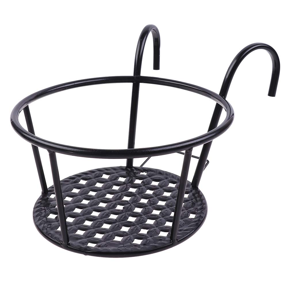 Hanging Railing Planters Baskets Art Hanging Flower Stands Balcony Flower Pot Holders Plant Iron Racks Fence Metal Potted Stand Mounted Balcony Round Plant Basket Shelf Container Box,Garden Steel Pots