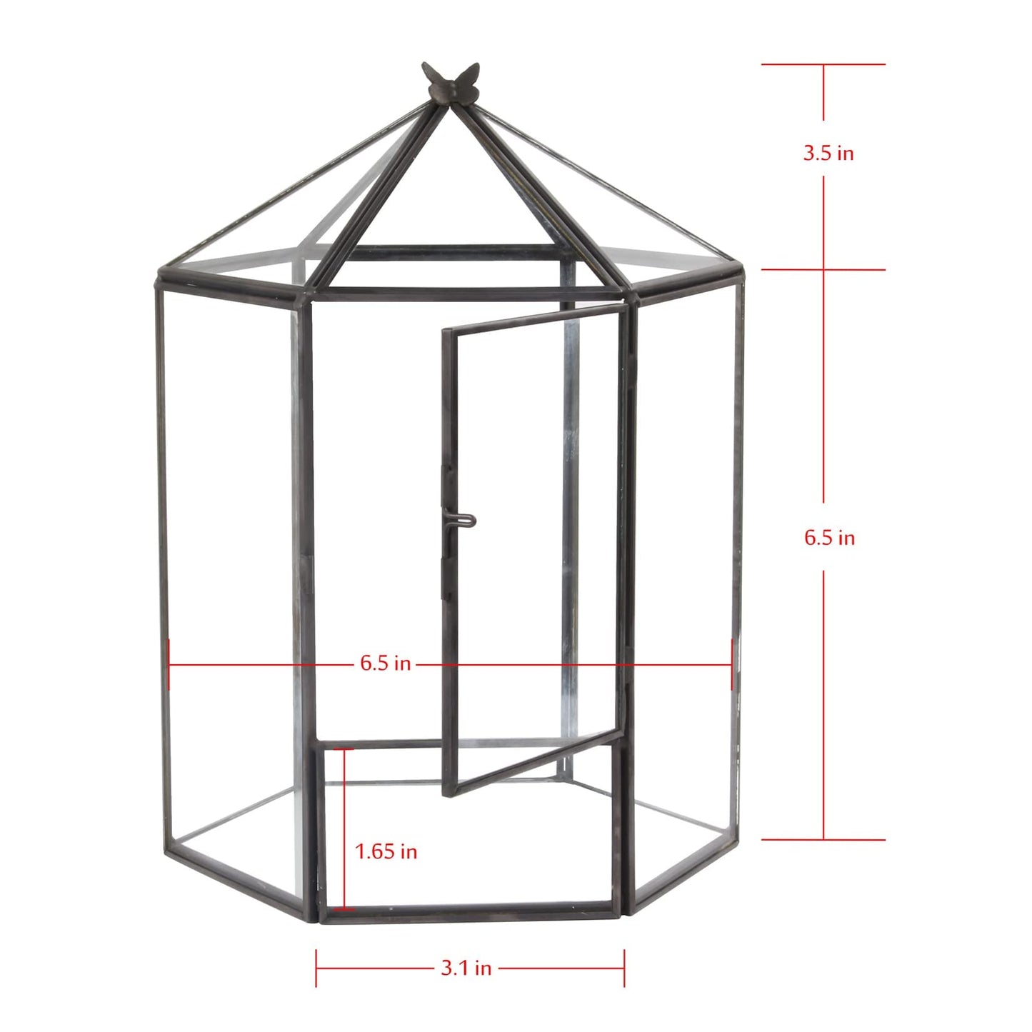 ELEGANTLIFE Glass Geometric Plant Terrarium,Succulent & Air Planter for Home Garden Office Decoration,No Plants(Black Hexagonal)