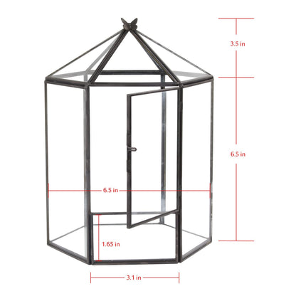 ELEGANTLIFE Glass Geometric Plant Terrarium,Succulent & Air Planter for Home Garden Office Decoration,No Plants(Black Hexagonal)