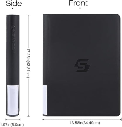 Snekdy premium 1024-pocket trading card binder, 16-pocket cards album, waterproof PU-leather Cover album with side loading, holds gaming, baseball, basketball & sports cards (Black)