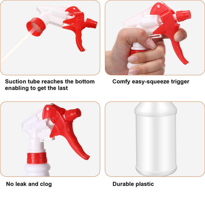 Eccliy 12 Pcs 16 Oz Plastic Spray Bottle, Adjustable Empty Reusable Sprayer for Cleaning, Planting, Water, Bathroom and Kitchen, BBQ, Commercial and Residential (Original,Red)