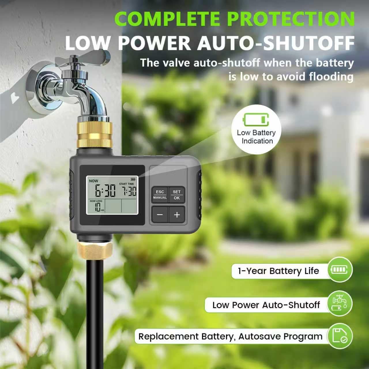 HEKIWAY 60Ft Drip Irrigation System with Smart Water Timer – Automatic Garden Watering Kit with Solid Brass Metal Connectors, 360° Adjustable Nozzles & Bendable Tubing for Garden, Greenhouse & Lawn