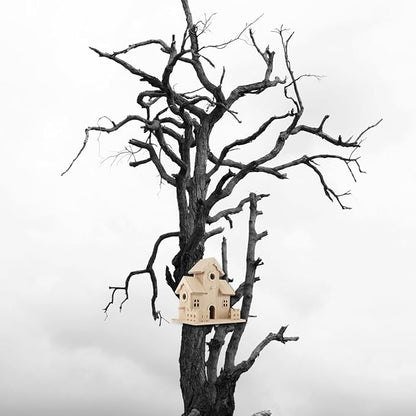 balacoo Wooden Bird Nest Hanging House Unpainted Solid Wood Birdhouse for Garden Patio Indoor Outdoor Decor Suitable for Small Birds and Pets