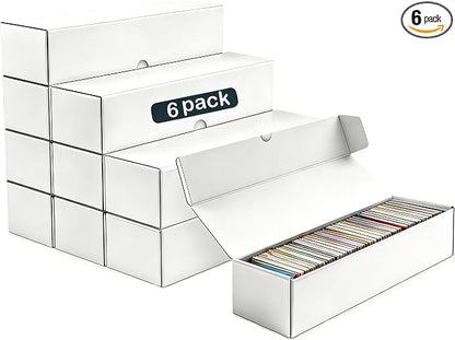 Trading Card Storage Box 6-Pack, 1000 Count Heavy Duty Corrugated Cardboard Box - Bulk Organizer for TCG, MTG,Sports & Collectible Cards, 12.8 INCH Horizontal